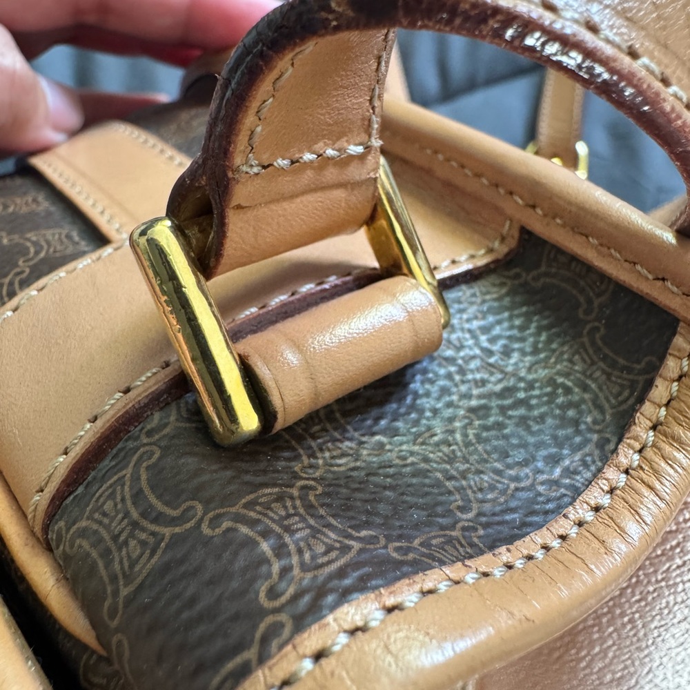 Vintage Celine Brown Leather Saddle Crossbody with Tan Trim - Picture 9 of 16